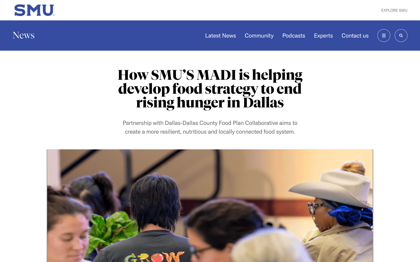 SMU News feature about developing a Dallas food strategy