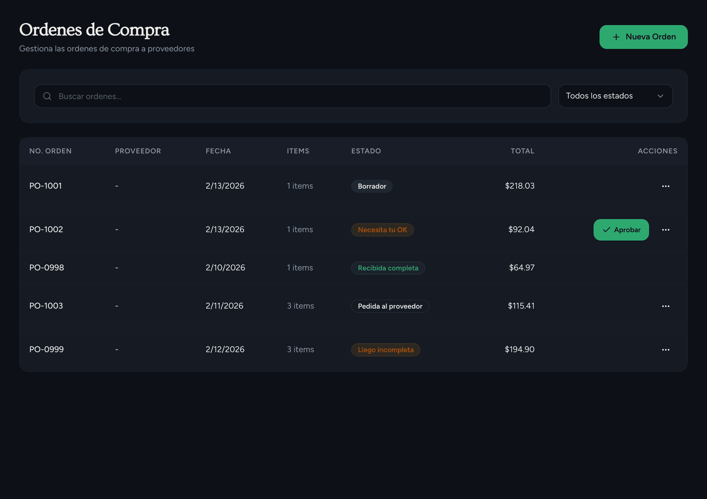 86MISE purchase orders view